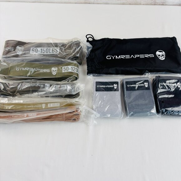 Gymreapers Resistance Bands Weight Lifting Military Set 5 & Hip Bands 3 - Picture 1 of 5